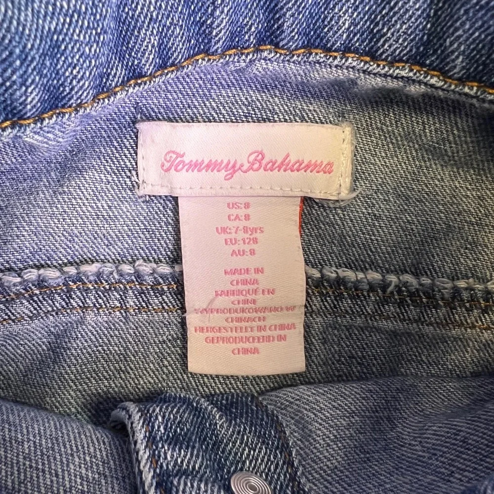 Tommy Bahama Denim Jacket Girls 8‎ Blue Distressed Ripped Jean Coat Medium Wash